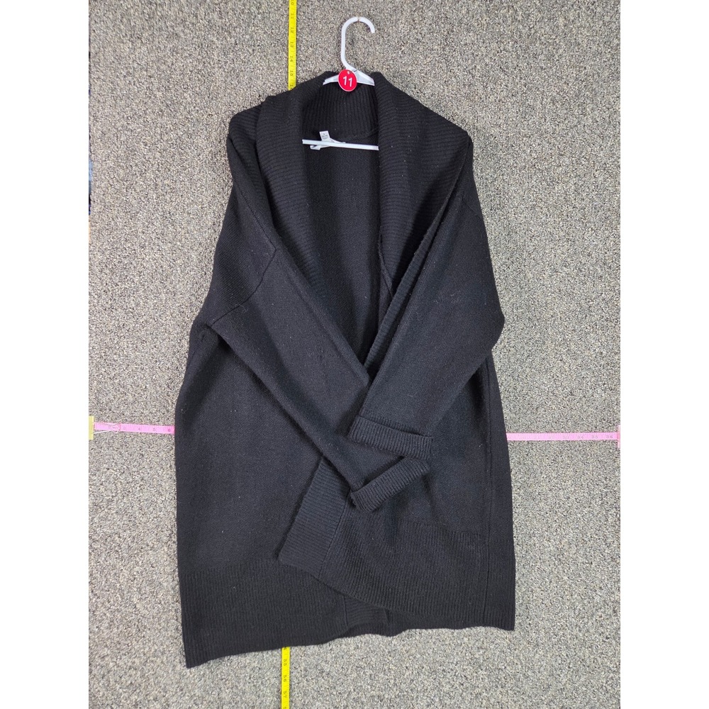 Time and Tru Cardigan Women L Black Shawl Collar Open Front Oversized Sweater